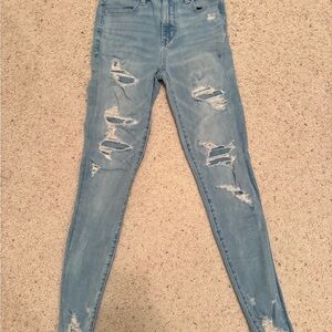 American Eagle Outfitters Light Blue Distressed Skinny Jeans